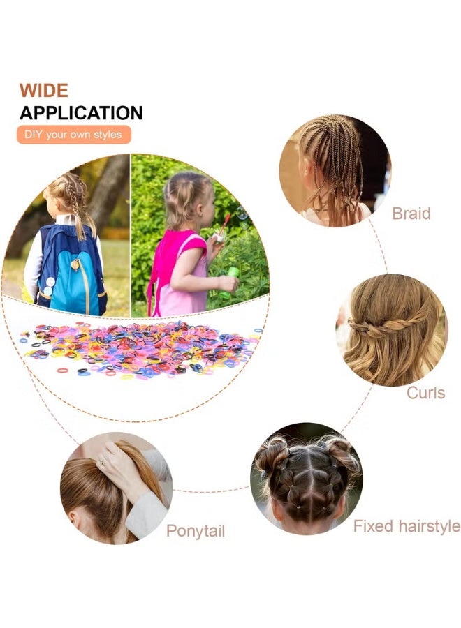 Star Beja  1000 PCS Mini Multi-Colored Rubber Hair Bands for Kids | Small Elastic Hair Bands for Braids, Ponytails & Updos | Gentle No-Damage Hair Ties for Fine, Thin, Short & Curly Hair | Fun Hair Accessories for School, Parties & Daily Styling - Image 4